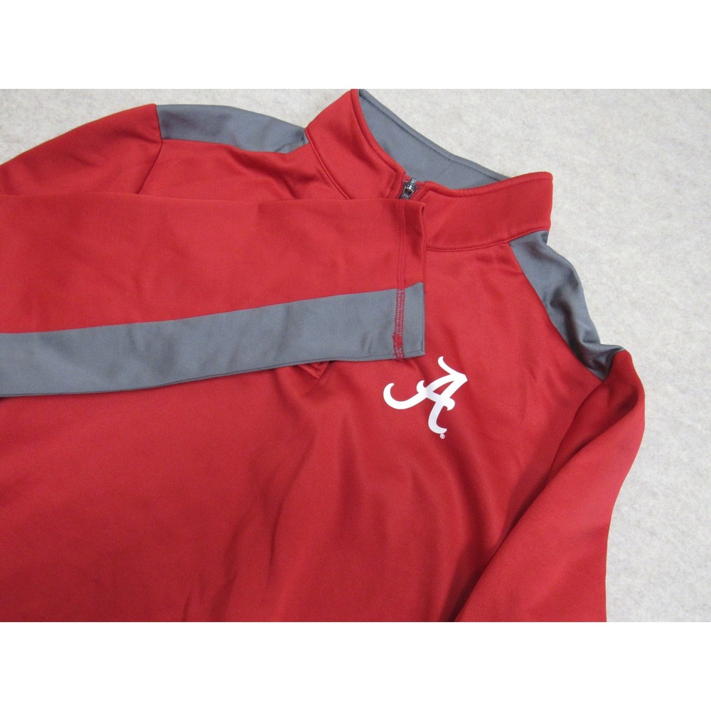 Fanatics Alabama Crimson Tide Mens Large Red Grey Quarter Zip Pullover Jacket